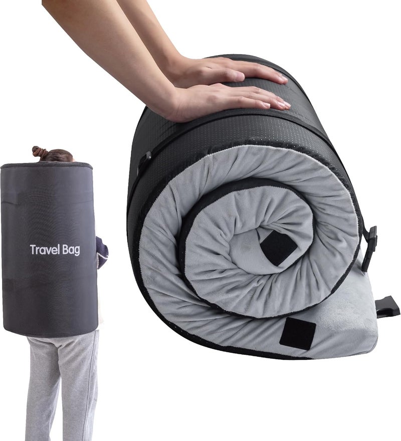 MLILY Memory Foam Camping Mattress 2.5 inch, Single Portable Roll Up Camping Sleep Topper with Waterproof and Non-Slip Bottom, Camping Car Mat with Travel Bag, 75"×30"×2.5", Grey - Image 1